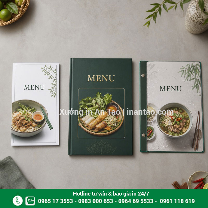 So sánh các chất liệu in menu nhà hàng Các loại in menu giấy bìa cứng và giấy nhựa