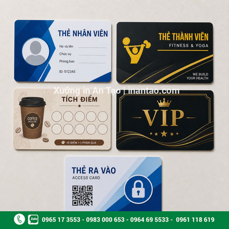 Các ứng dụng phổ biến của thẻ nhựa PVC Các mẫu in thẻ nhựa PVC cho nhân viên, thành viên và tích điểm