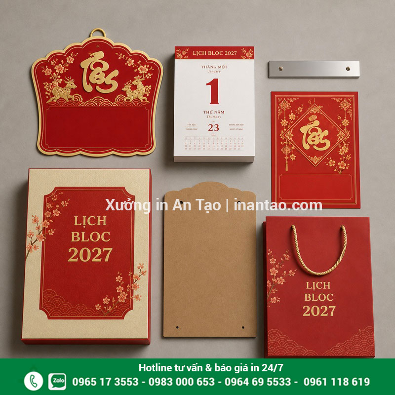 Cấu tạo lịch bloc gồm bìa ruột nẹp hộp và túi Các bộ phận cấu tạo của lịch bloc