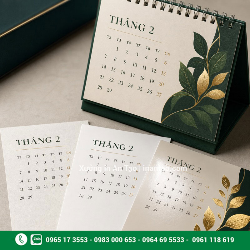 Chất liệu giấy in lịch để bàn sắc nét và bền đẹp Mẫu giấy và gia công dùng để in lịch để bàn