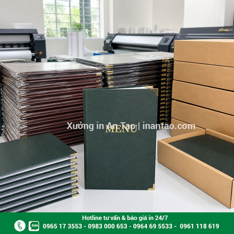 Đóng gói đơn in menu nhà hàng hoàn chỉnh Menu thành phẩm được kiểm tra và đóng gói tại xưởng