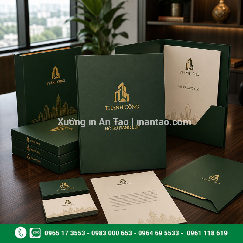 Folder hồ sơ năng lực cao cấp cho doanh nghiệp Bìa kẹp hồ sơ cao cấp đồng bộ bộ nhận diện