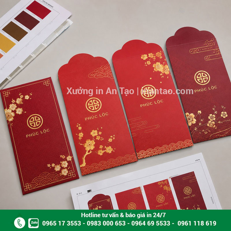 In bao lì xì theo yêu cầu với thiết kế riêng Mẫu in bao lì xì theo yêu cầu đồng bộ nhận diện doanh nghiệp