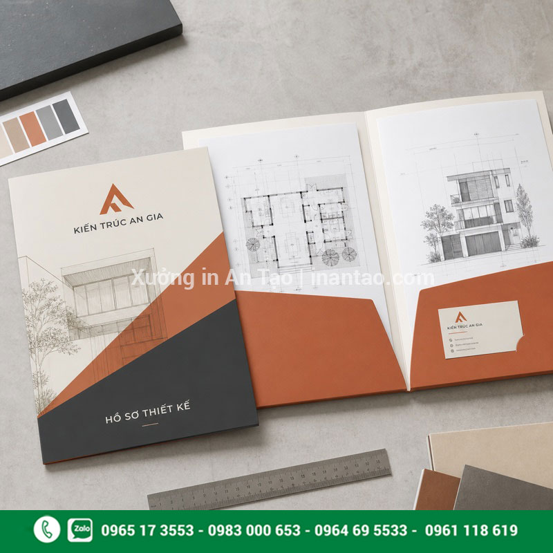 In bìa folder theo bộ nhận diện thương hiệu In bìa folder thiết kế riêng cho doanh nghiệp kiến trúc