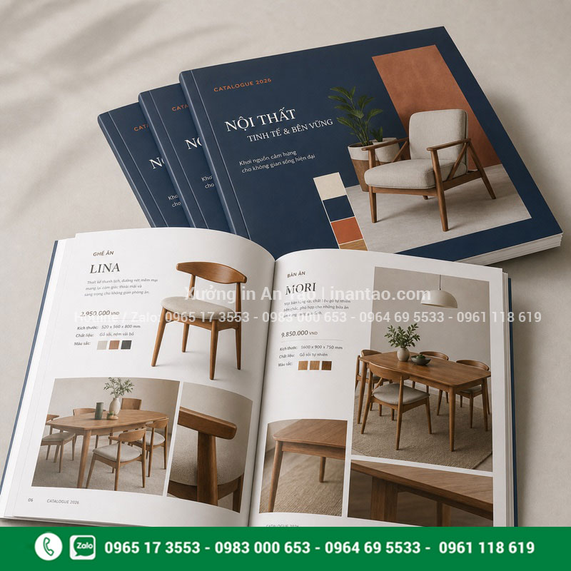 Mẫu in catalogue chuyên nghiệp hoàn chỉnh In catalogue chuyên nghiệp với bìa và ruột in màu hoàn chỉnh