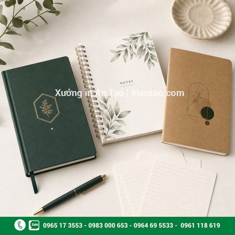 Mẫu in sổ tay theo yêu cầu hoàn thiện với nhiều loại bìa