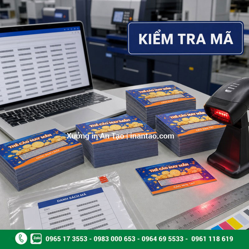 Quy trình kiểm tra mã thẻ cào tại xưởng Kiểm tra mã trong quy trình sản xuất thẻ cào
