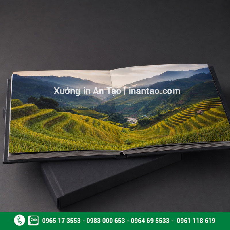 Cấu trúc photobook mở phẳng 180 độ Photobook mở phẳng 180 độ với ảnh phong cảnh tràn hai trang