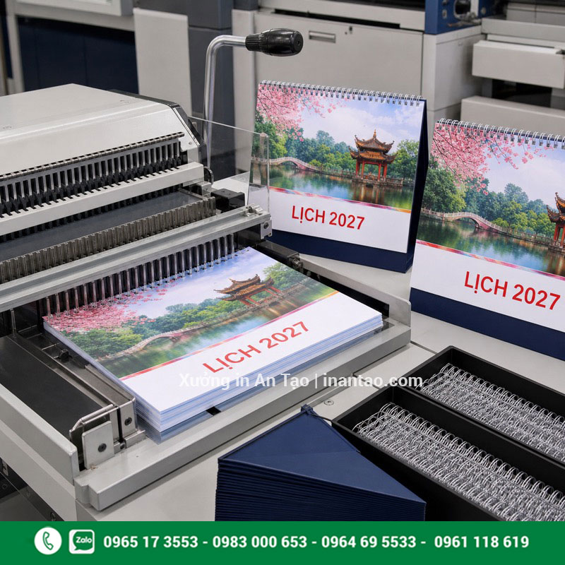 Quy trình in lịch để bàn kiểm soát từ file đến thành phẩm Quy trình in lịch bàn và đóng lò xo tại xưởng