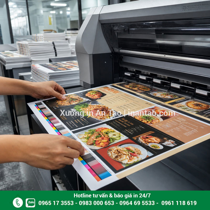 Kiểm tra màu trong quy trình in menu lấy ngay Quy trình in menu màu tại xưởng in TPHCM