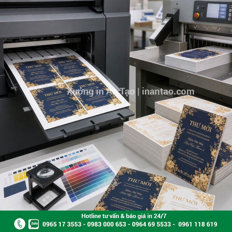 Quy trình sản xuất thiệp mời tại xưởng inthiepcuoi.net Quy trình in thiệp mời bằng máy in chuyên nghiệp