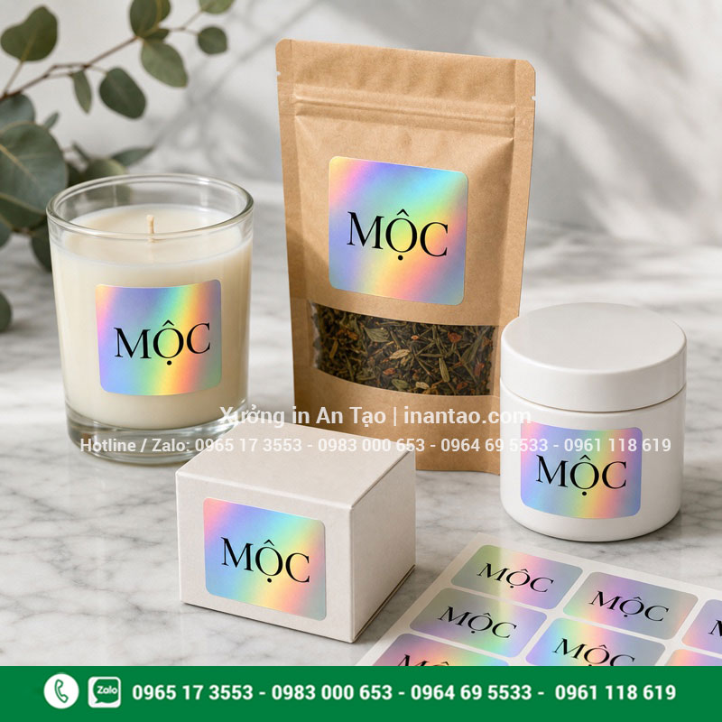 Ứng dụng tem 7 màu trên bao bì sản phẩm Ứng dụng tem 7 màu thường trên hũ mỹ phẩm túi trà và hộp giấy