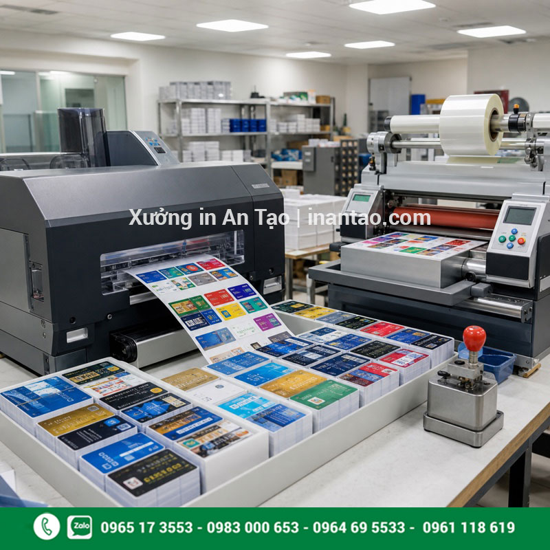 Quy trình sản xuất tại xưởng in thẻ nhựa HCM Máy móc tại xưởng in thẻ nhựa HCM và thẻ thành phẩm