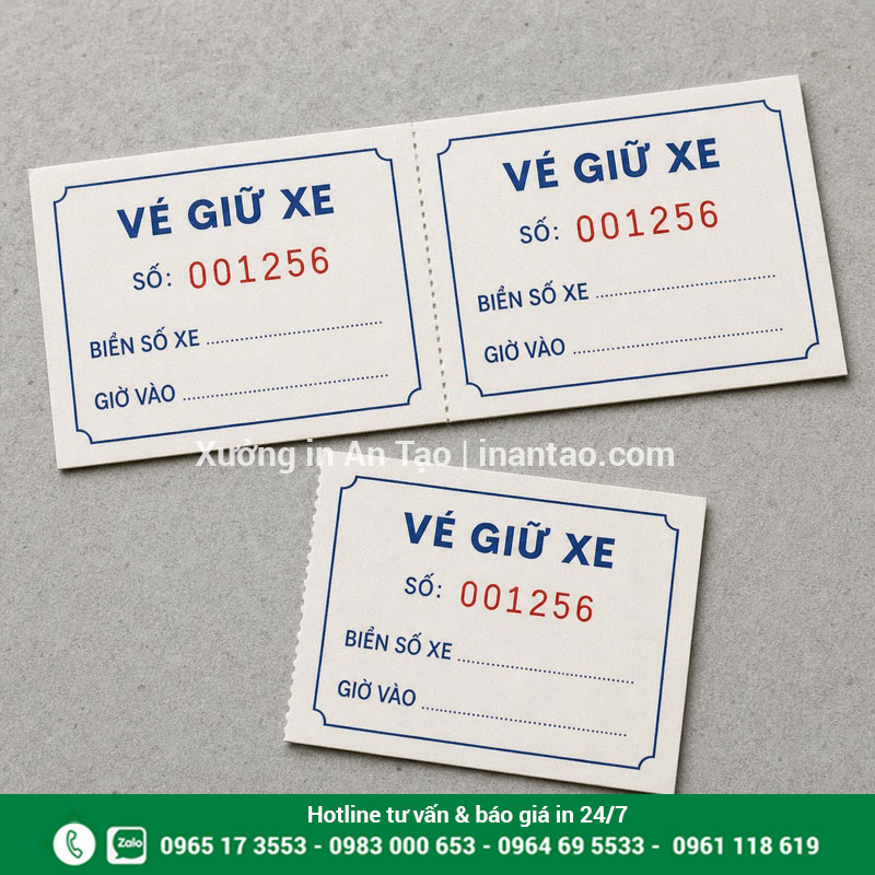 Cấu tạo mẫu vé giữ xe hai liên dễ đối chiếu Cấu tạo vé giữ xe hai liên với số seri và đường răng cưa
