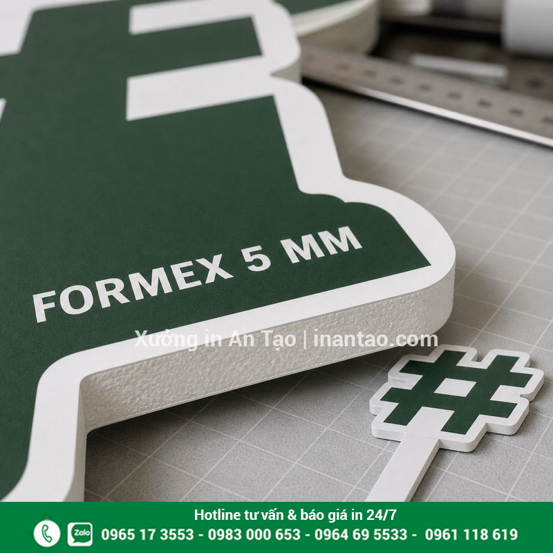 Chất liệu formex dùng in hashtag cầm tay Cận cảnh chất liệu formex và bề mặt bản in hashtag cán mờ
