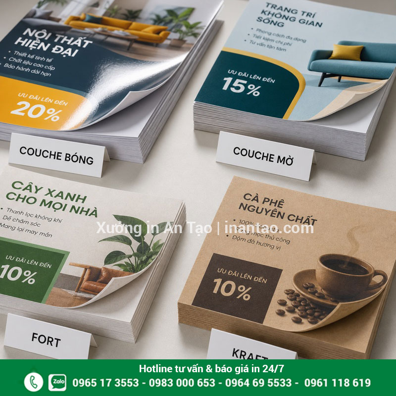 Chọn giấy Couche Fort Kraft khi in tờ rơi Các chất liệu giấy dùng để in tờ rơi màu