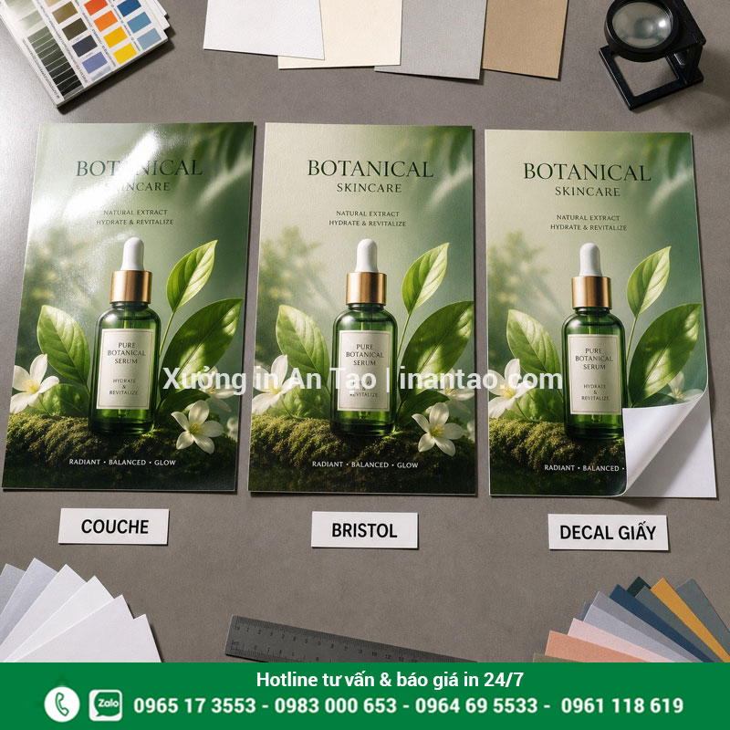 Chọn giấy in poster theo vị trí trưng bày Mẫu chất liệu in poster Couche Bristol và decal giấy