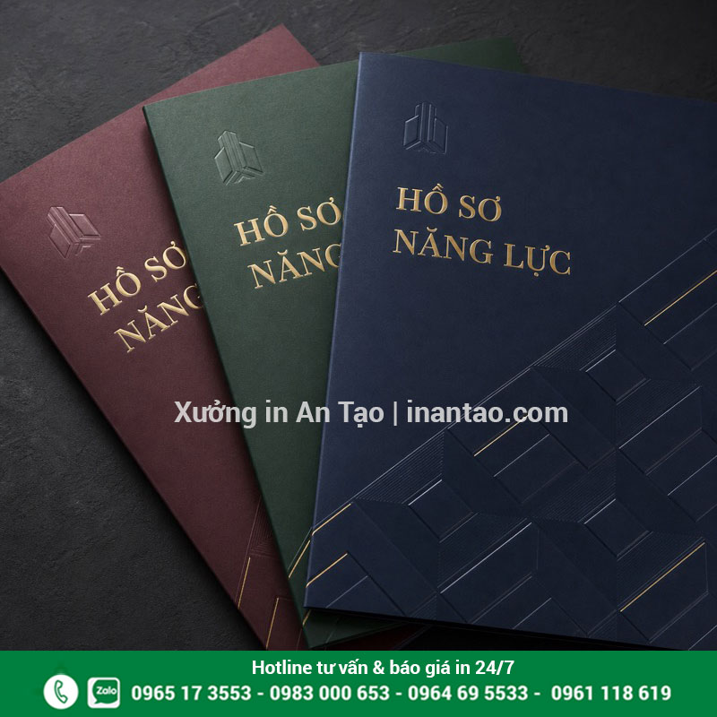 Gia công bìa profile ép kim và dập nổi Bìa in profile cao cấp ép kim dập nổi và phủ UV