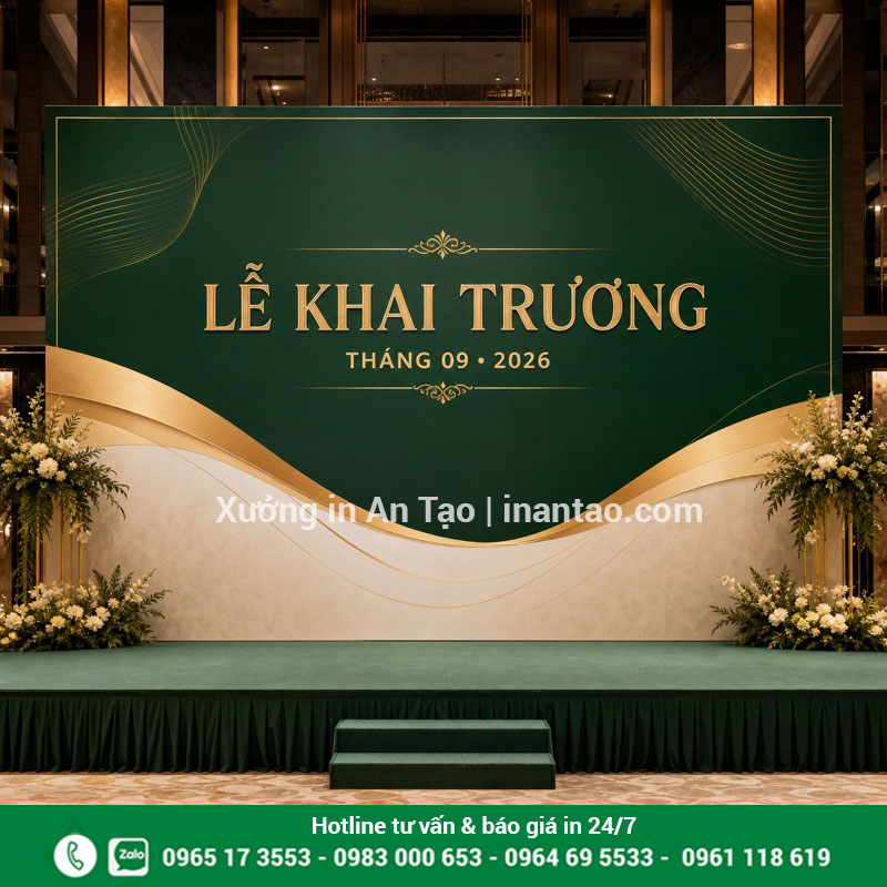 In banner backdrop khai trương theo kích thước Backdrop khai trương hoàn thiện bằng dịch vụ in banner tphcm