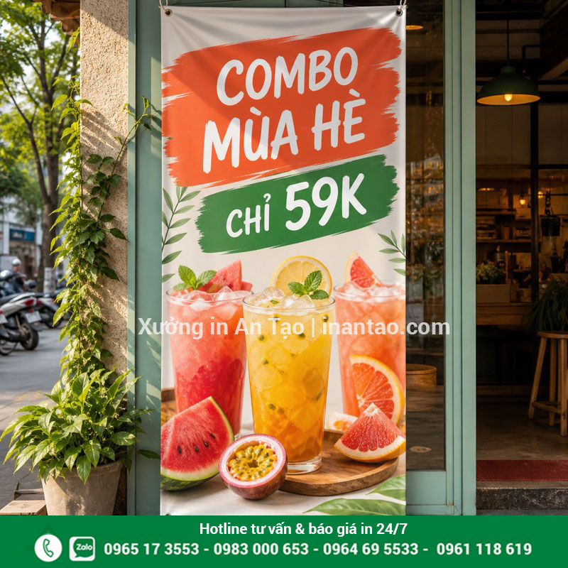 In banner giá rẻ cho chương trình khuyến mãi Mẫu in banner giá rẻ tphcm treo trước cửa hàng đồ uống