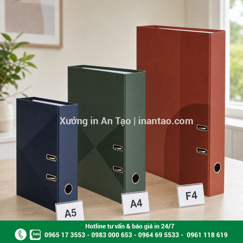 Kích thước bìa còng theo khổ tài liệu So sánh kích thước bìa còng A5 A4 và F4