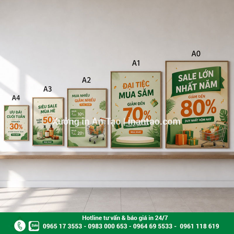 Kích thước in poster phổ biến theo nhu cầu So sánh kích thước in poster A4 A3 A2 A1 A0