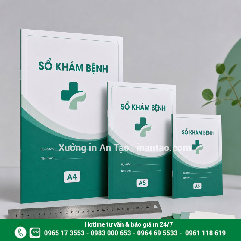 Chọn kích thước sổ khám bệnh A4 A5 A6 So sánh kích thước A4 A5 A6 khi in sổ khám bệnh