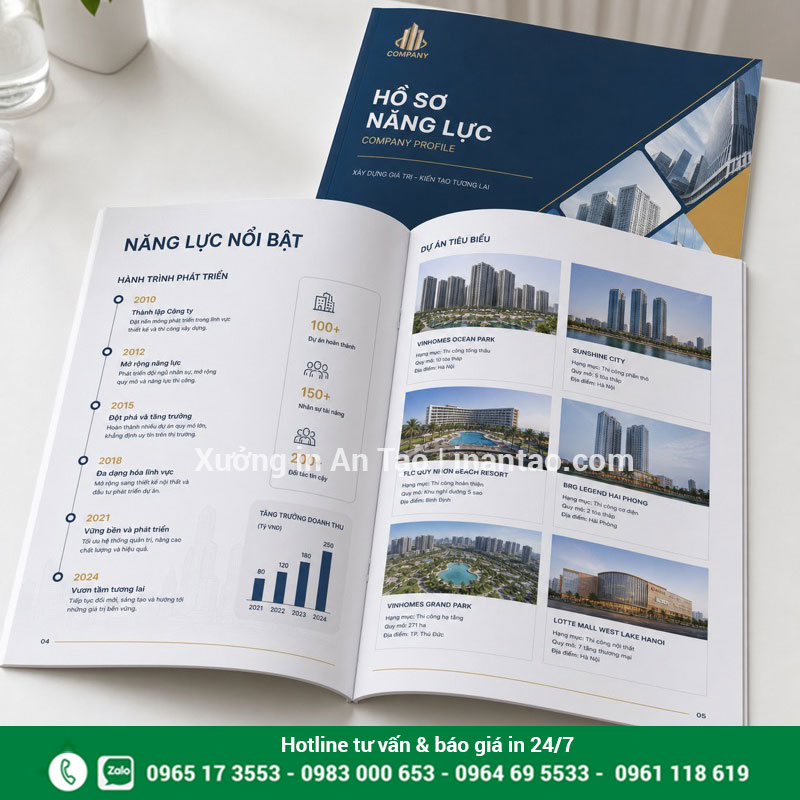 Mẫu ruột hồ sơ năng lực công ty rõ ràng Mẫu ruột in hồ sơ năng lực màu trình bày dự án và số liệu