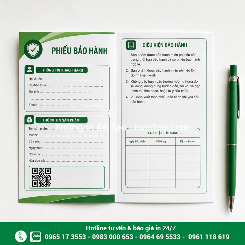 Cách trình bày nội dung khi làm thẻ bảo hành Bố cục nội dung thẻ bảo hành có thông tin khách hàng và sản phẩm