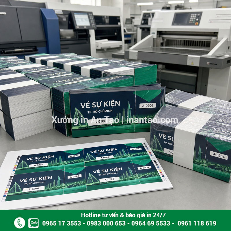 Xưởng in vé sự kiện TP HCM đóng gói theo lô Thành phẩm in vé sự kiện TP HCM tại xưởng
